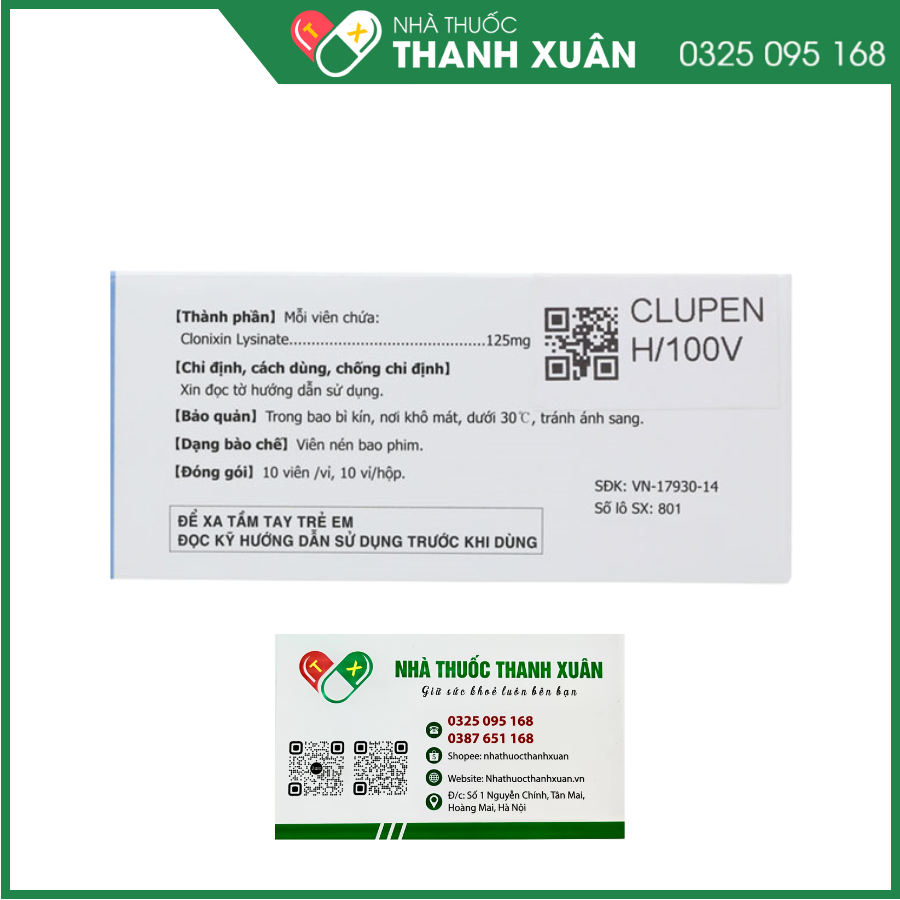 Clupen 125mg giảm đau, kháng viêm xương khớp (10 vỉ x 10 viên)